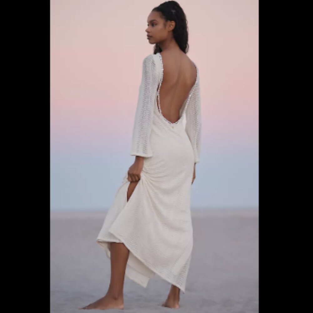 Brand New Palmacea Rue Long-Sleeve Open-Back Maxi Dress